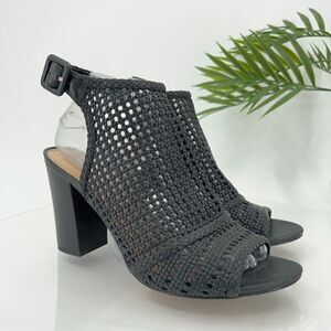 Sam Edelman Women's Evie Sandal Size 9 Block Heel Ankle Strap Black Leather